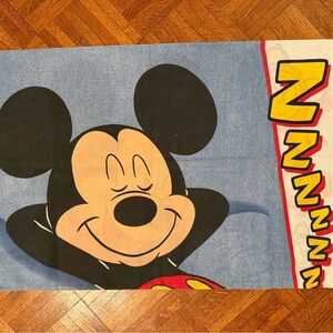 Vintage Mickey Mouse Sleepy Twin Flat Sheet and Pillow Case